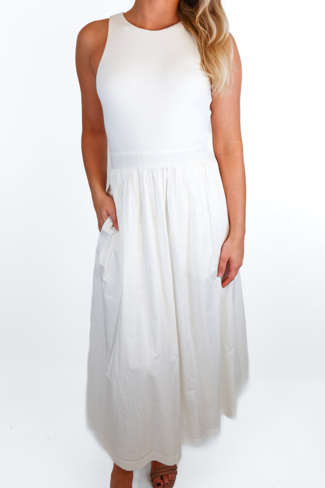 Rue Sophie white tank midi dress NWT (S; retail $188)