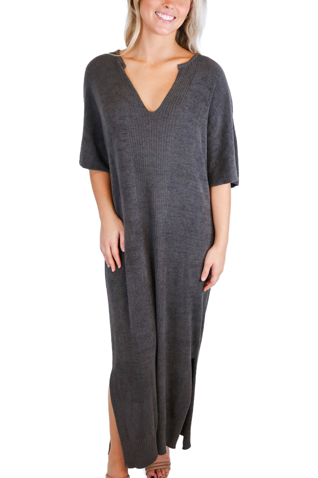 Barefoot Dreams dark gray sweater dress (O/S; retail $158)