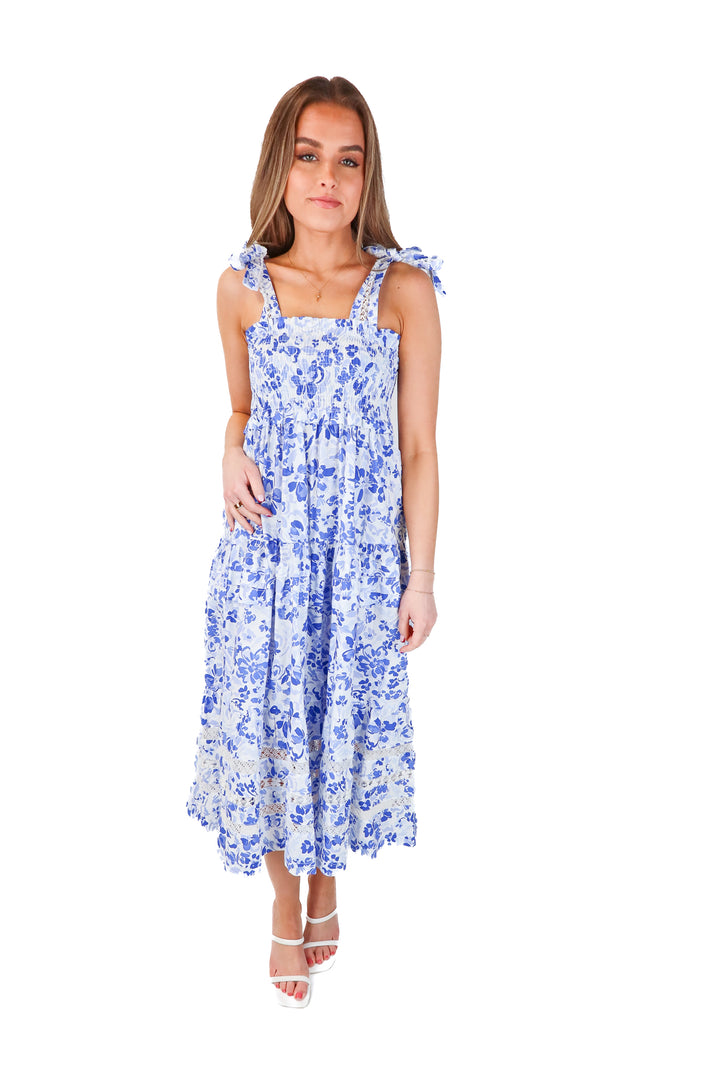 Mi Golondrina blue smocked dress (s)
