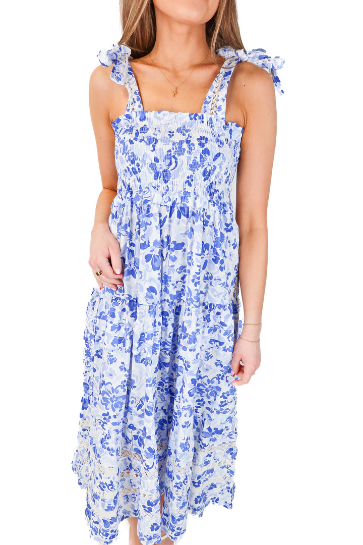 Mi Golondrina blue smocked dress (s)
