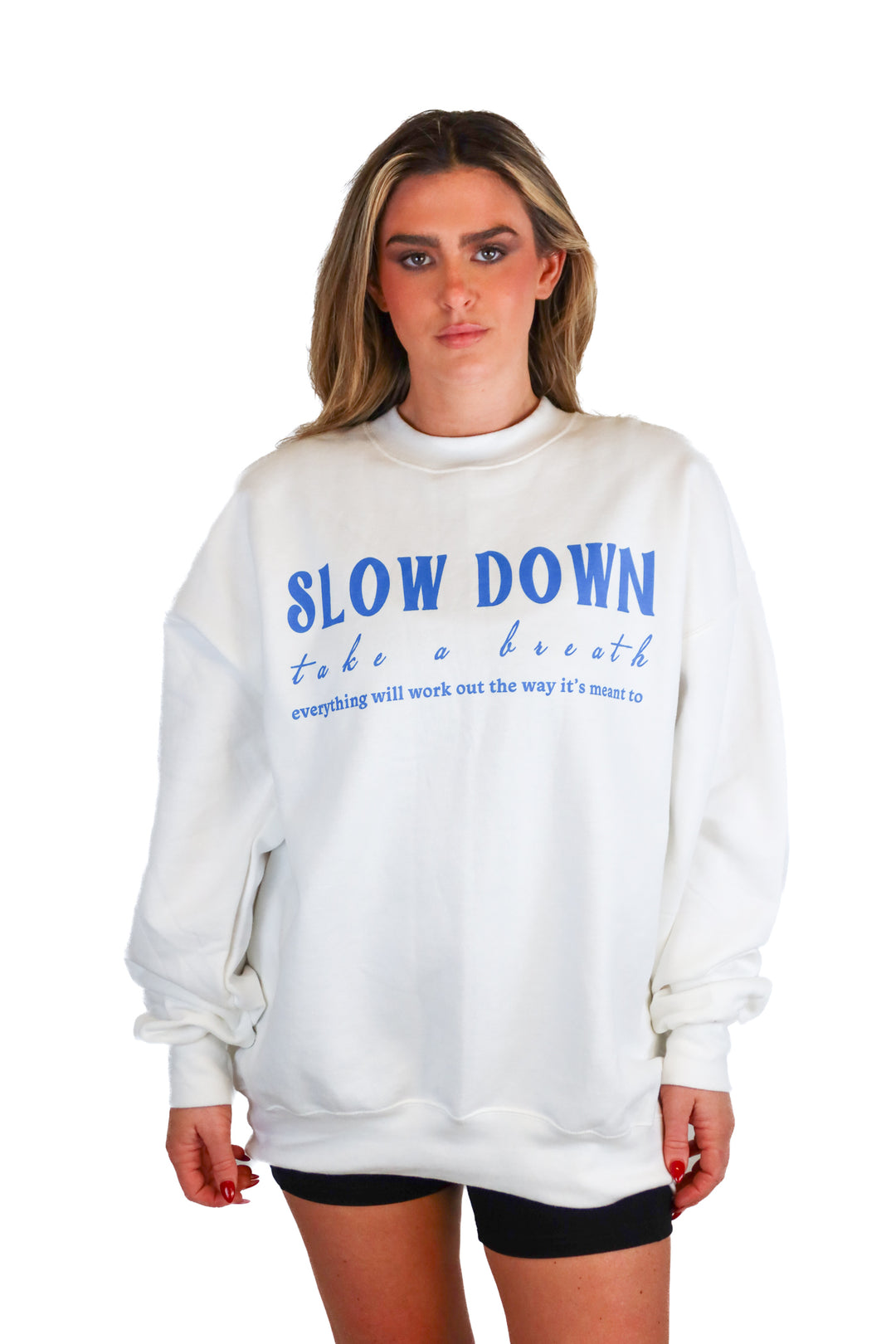 White "Slow Down" Sweatshirt (L)