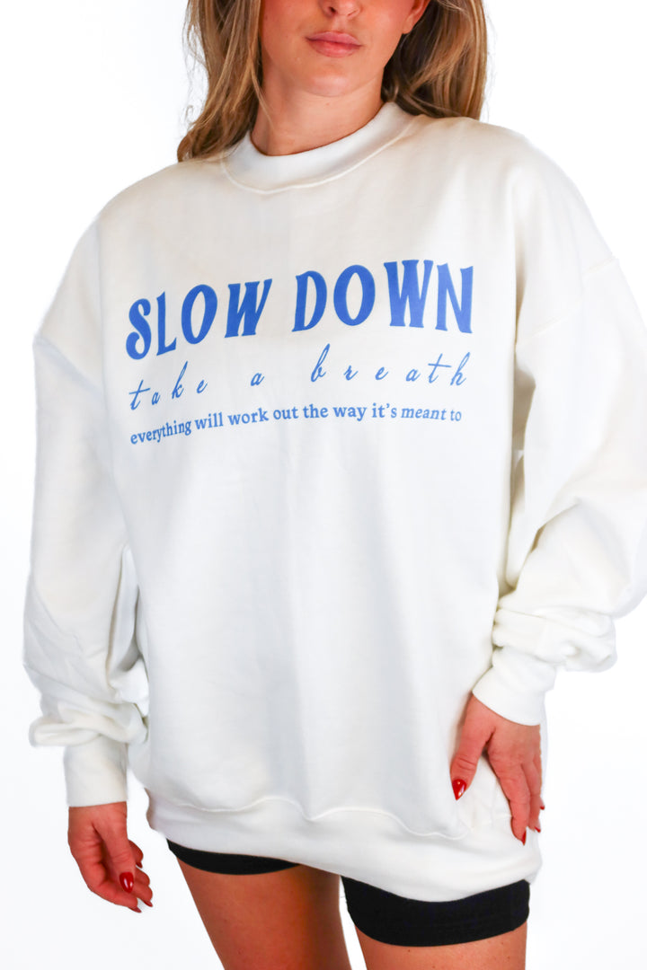White "Slow Down" Sweatshirt (L)