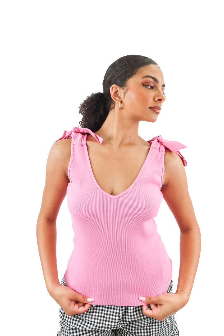 anthropologie pink bow tank NWT (s; retail $58)