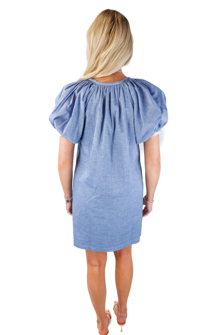 pomander place chambray/lace dress (xs)