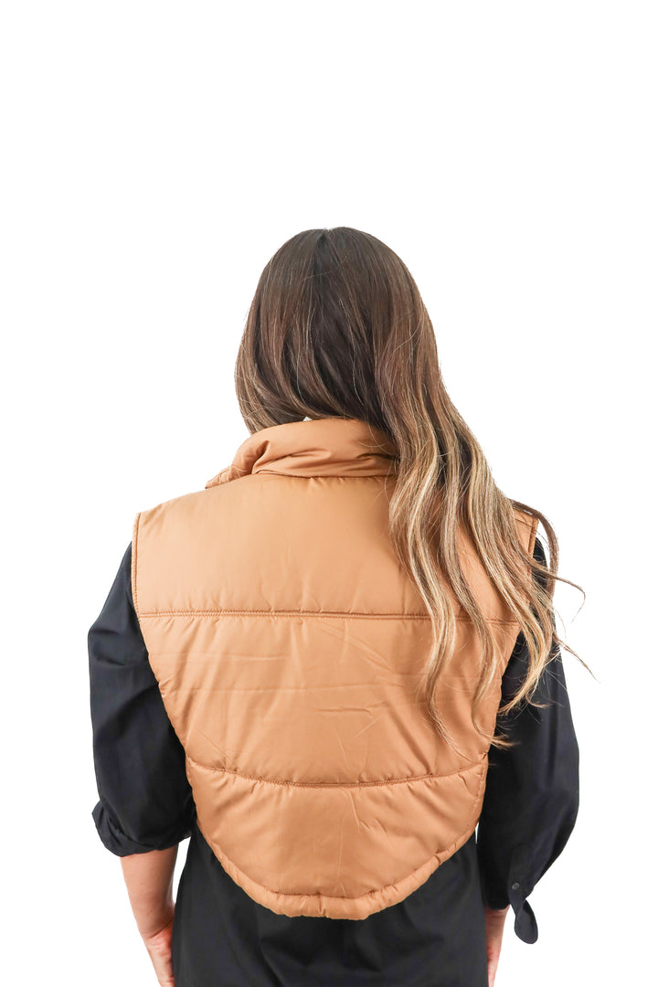 thread & supply brown cropped puffer vest NWT (S; retail $46)