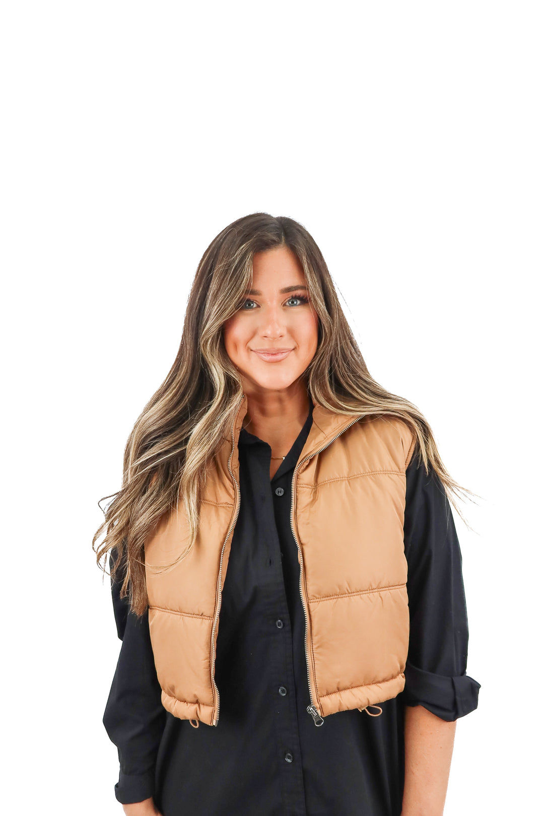 thread & supply brown cropped puffer vest NWT (S; retail $46)