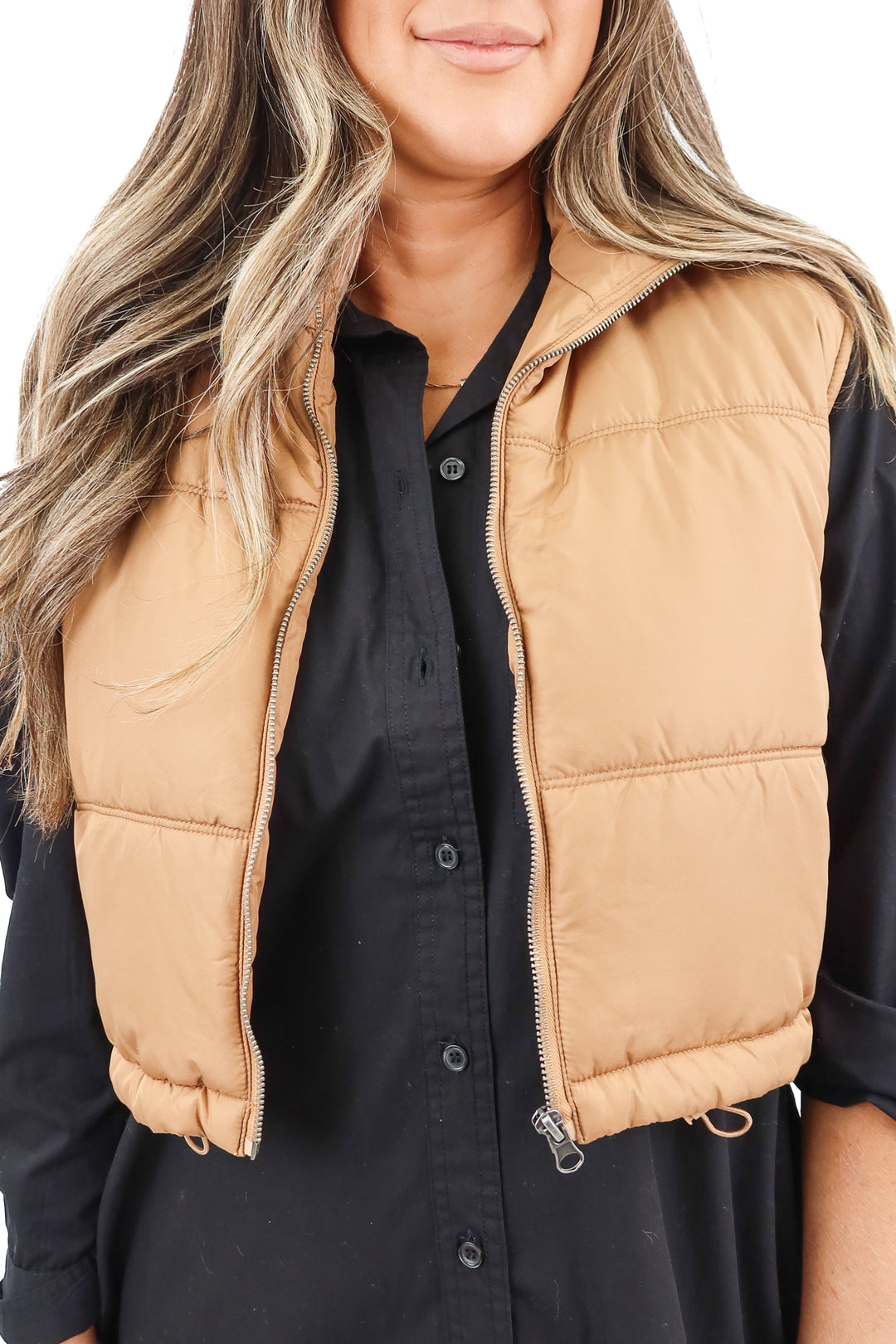 thread & supply brown cropped puffer vest NWT (S; retail $46)