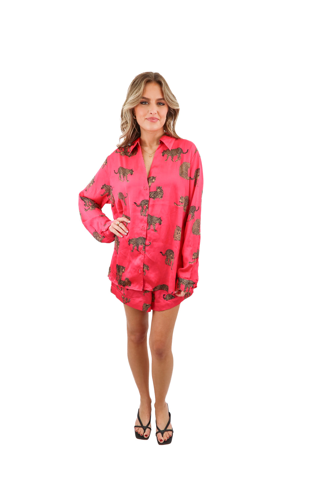 show me your mumu pink cheetah pjs (m; retail $138)