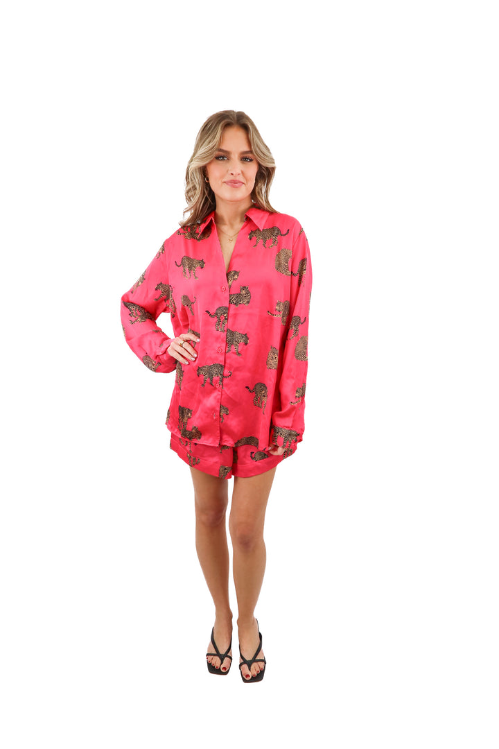 show me your mumu pink cheetah pjs (m; retail $138)
