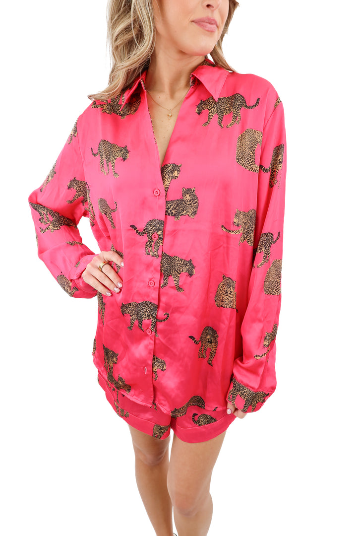 show me your mumu pink cheetah pjs (m; retail $138)