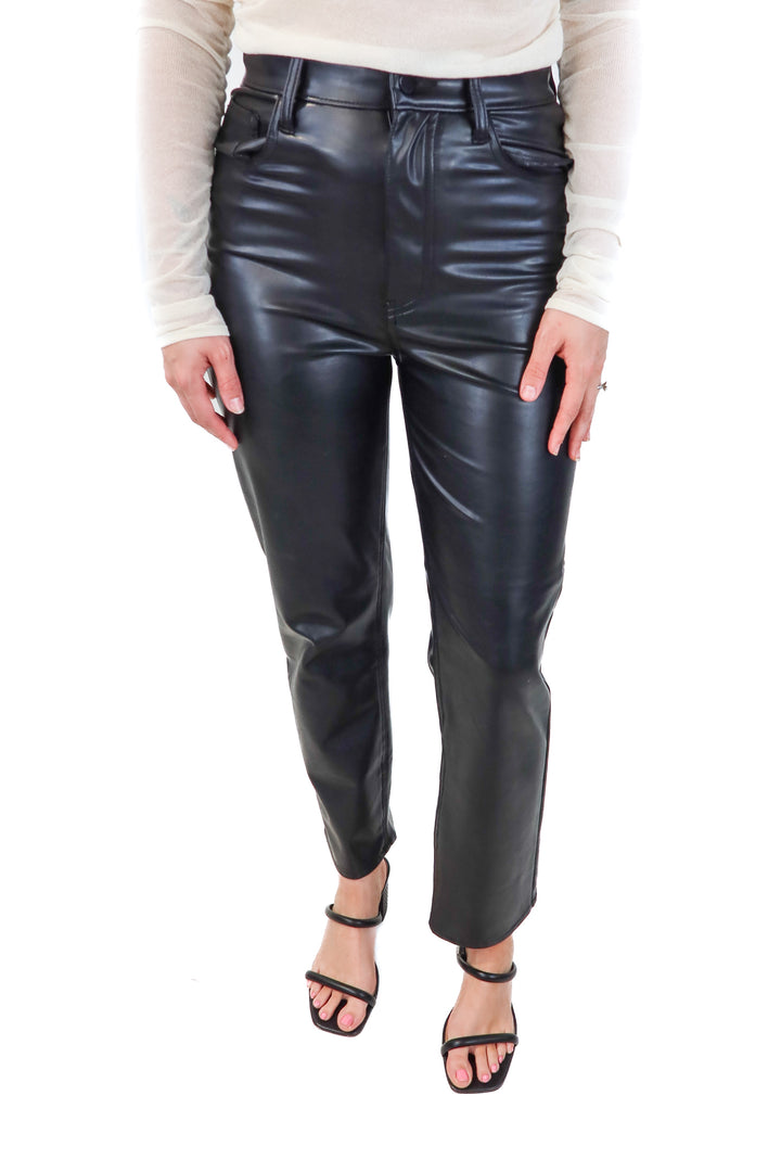 Abercrombie & Fitch "ankle straight ultra high rise" black leather pants (26; retail $110)
