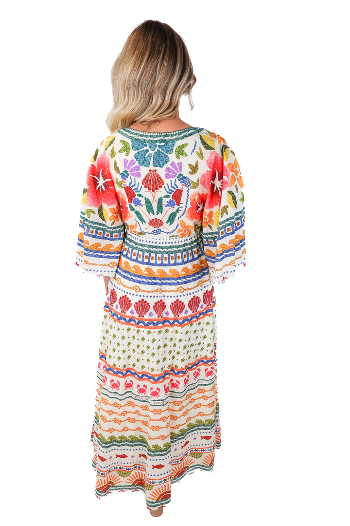 farm rio colorful beaded maxi dress (xs)