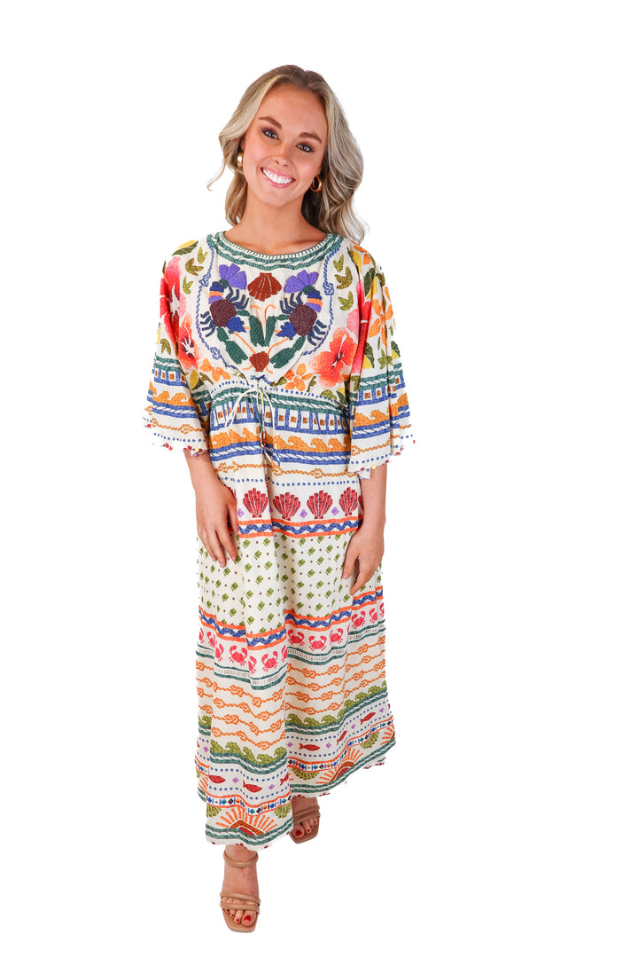 farm rio colorful beaded maxi dress (xs)