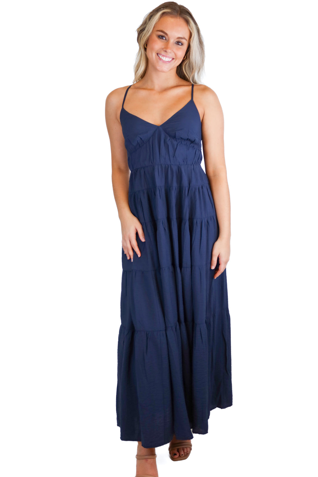 Abercrombie & Fitch Navy ruffled midi dress NWT (XS; $120)