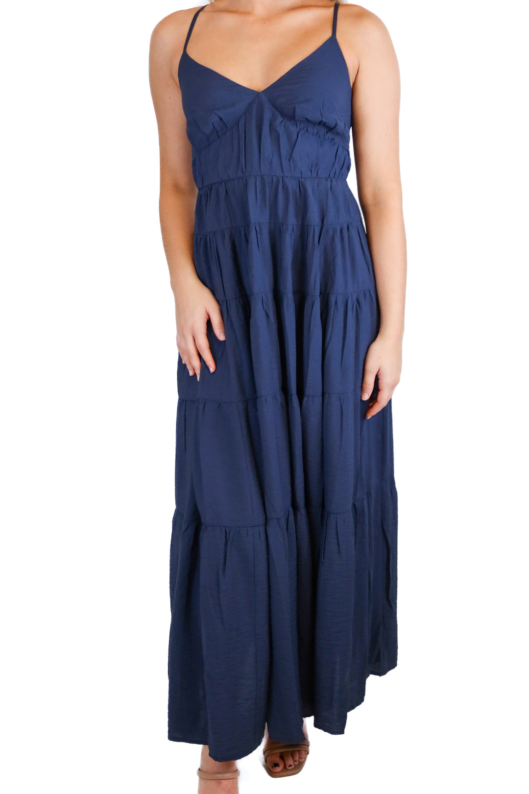 Abercrombie & Fitch Navy ruffled midi dress NWT (XS; $120)