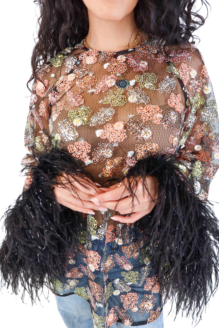 alice mccall sequin floral/feather dress (0; retail $795)