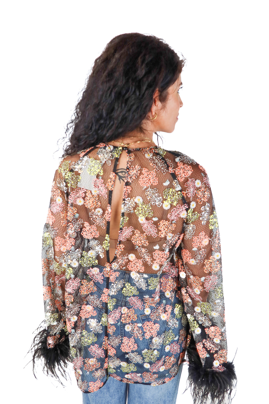 alice mccall sequin floral/feather dress (0; retail $795)