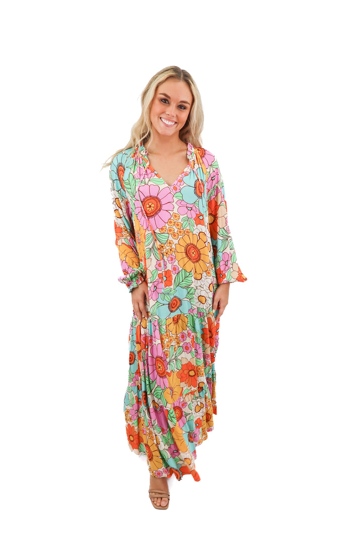 show me your mumu multi floral maxi dress (S)