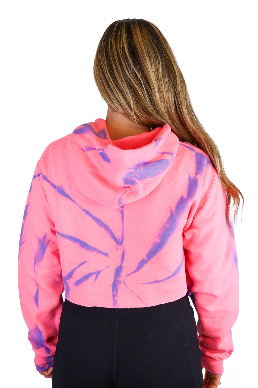 Myrrhe Neon Pink Tie Dye Cropped Hoodie Sweatshirt (S; retail $195)