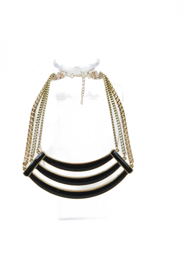 black/gold 3 bar statement necklace