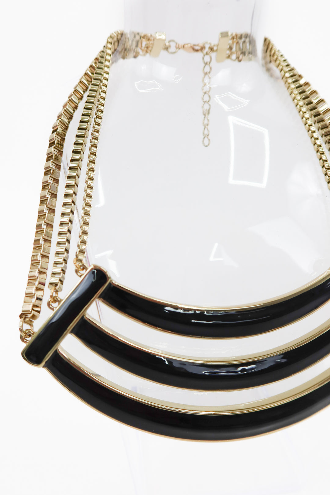 black/gold 3 bar statement necklace