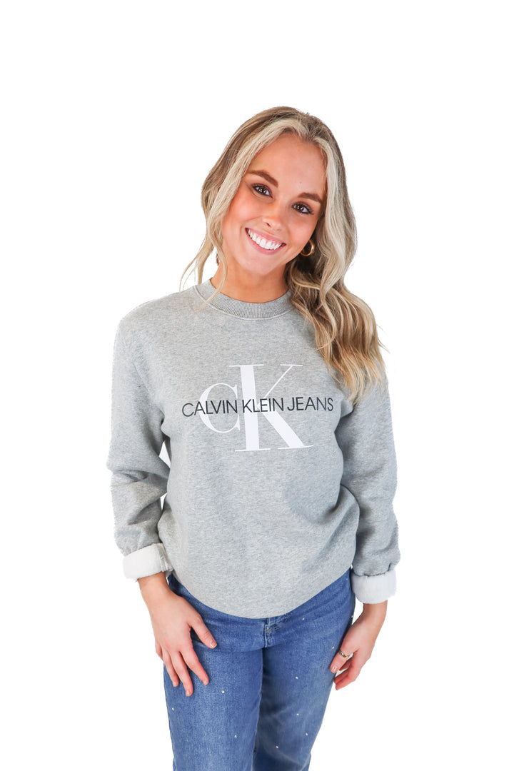 calvin klien jeans grey crewneck (s; retail $79)