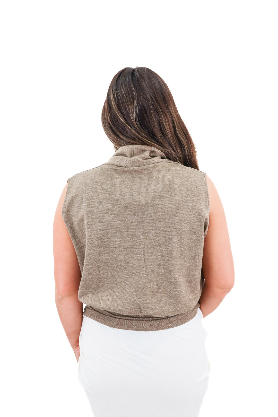 zara taupe knit deep v neck top nwt (m; retail $39.90)