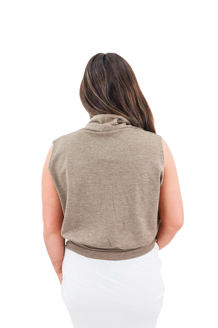 zara taupe knit deep v neck top nwt (m; retail $39.90)