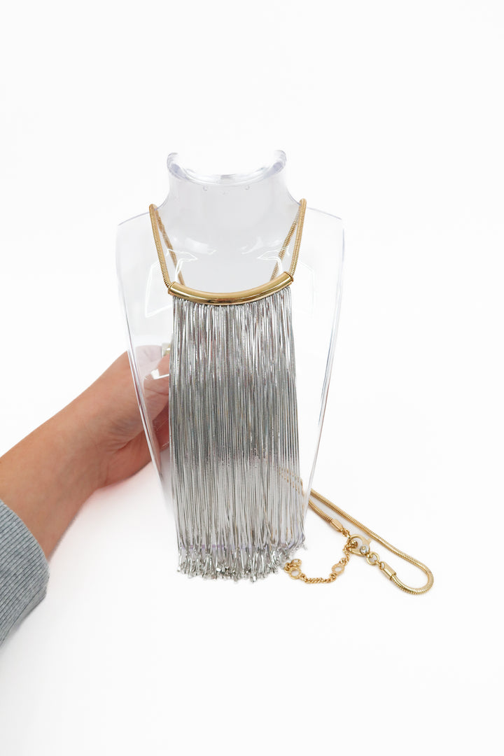 henri bendel gold/silver fringe necklace