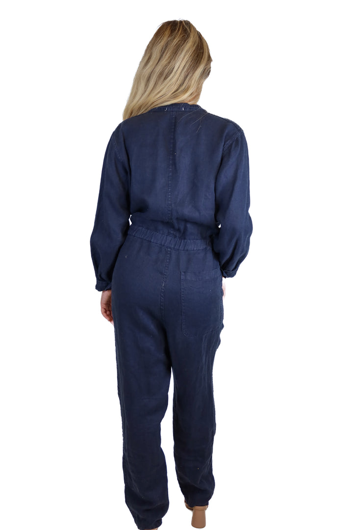Alex Mill dark denim jumpsuit (M; retail $215)