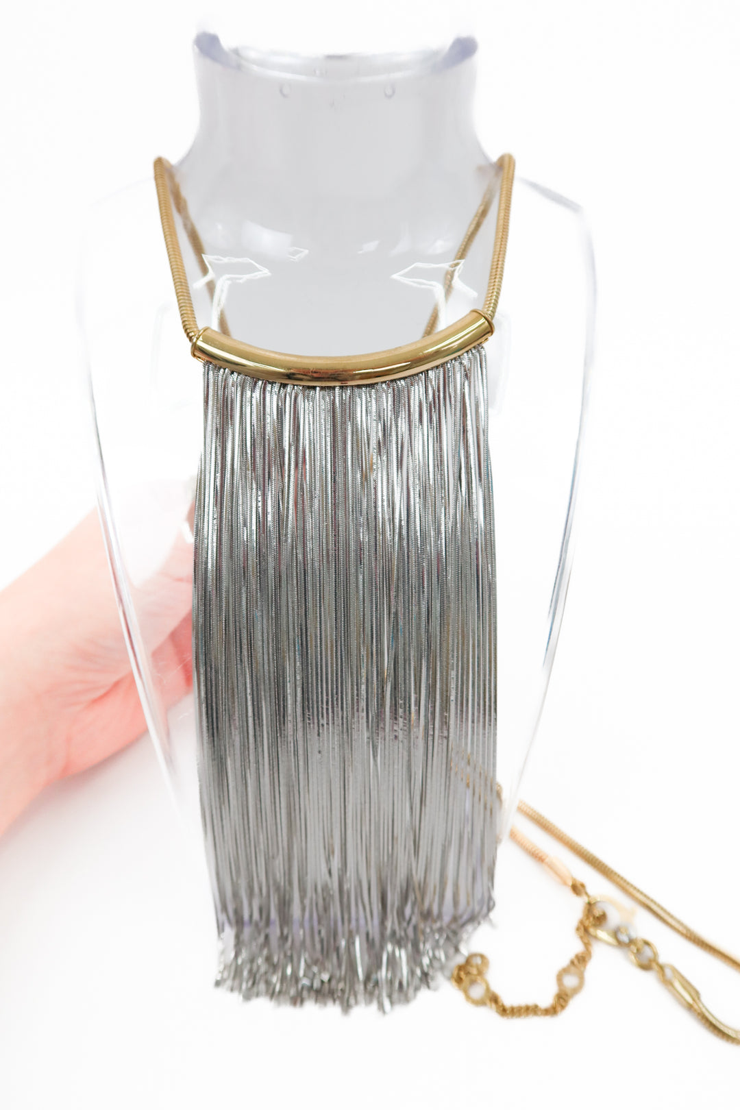 henri bendel gold/silver fringe necklace