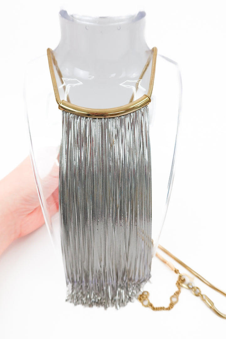 henri bendel gold/silver fringe necklace