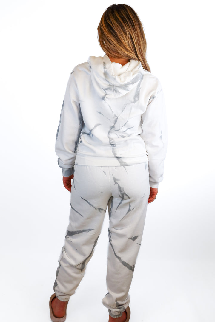 Myrrhe gray/white tie dye sweat set NWT (S; sweatshirt retail $195, sweatpants retail $175)