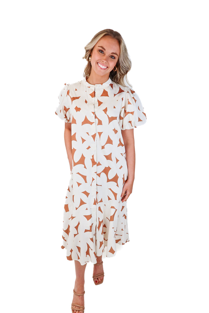 tuckernuck white/brown maxi dress (xs)