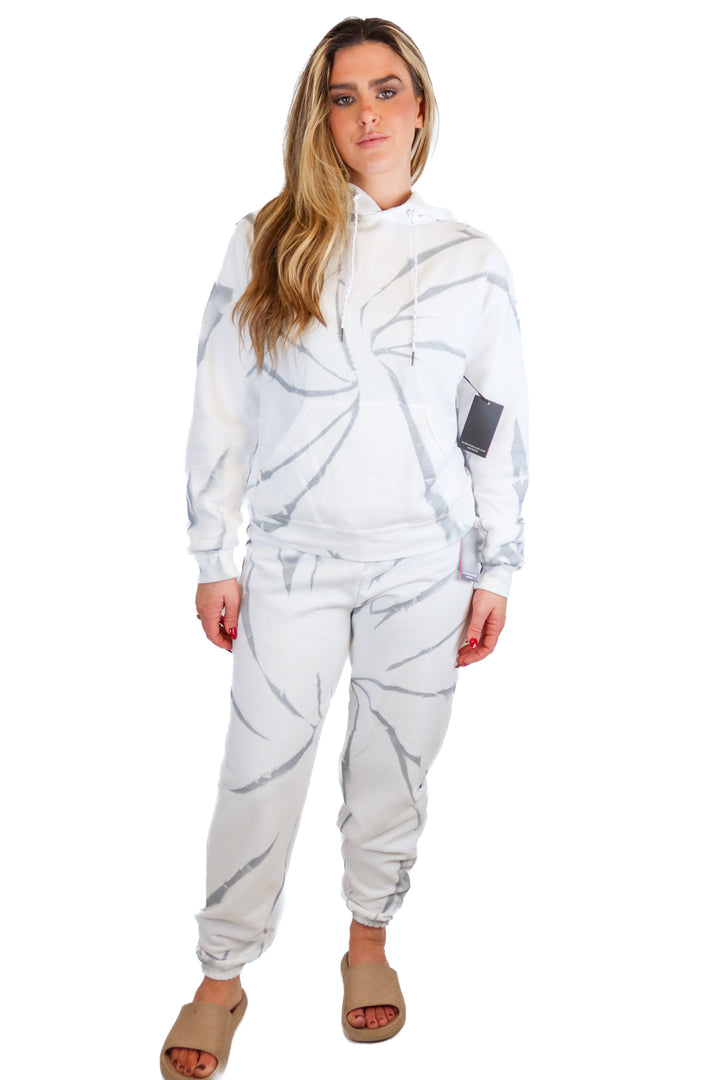 Myrrhe gray/white tie dye sweat set NWT (S; sweatshirt retail $195, sweatpants retail $175)