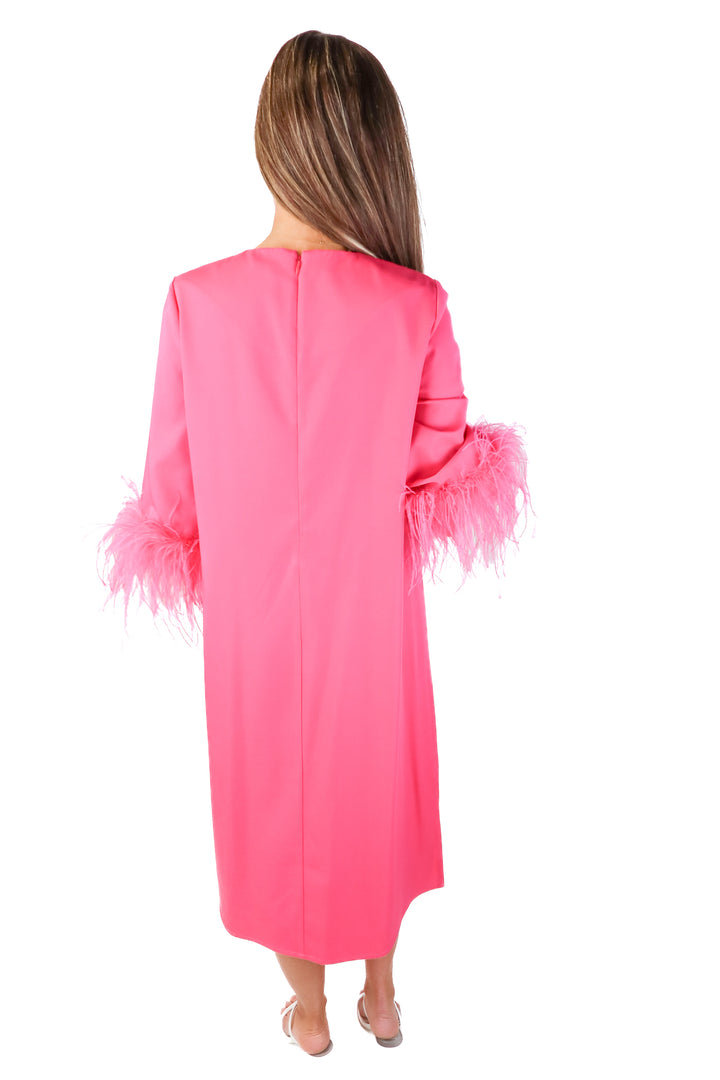 Tuckernuck pink feather midi dress (S; retail $298)