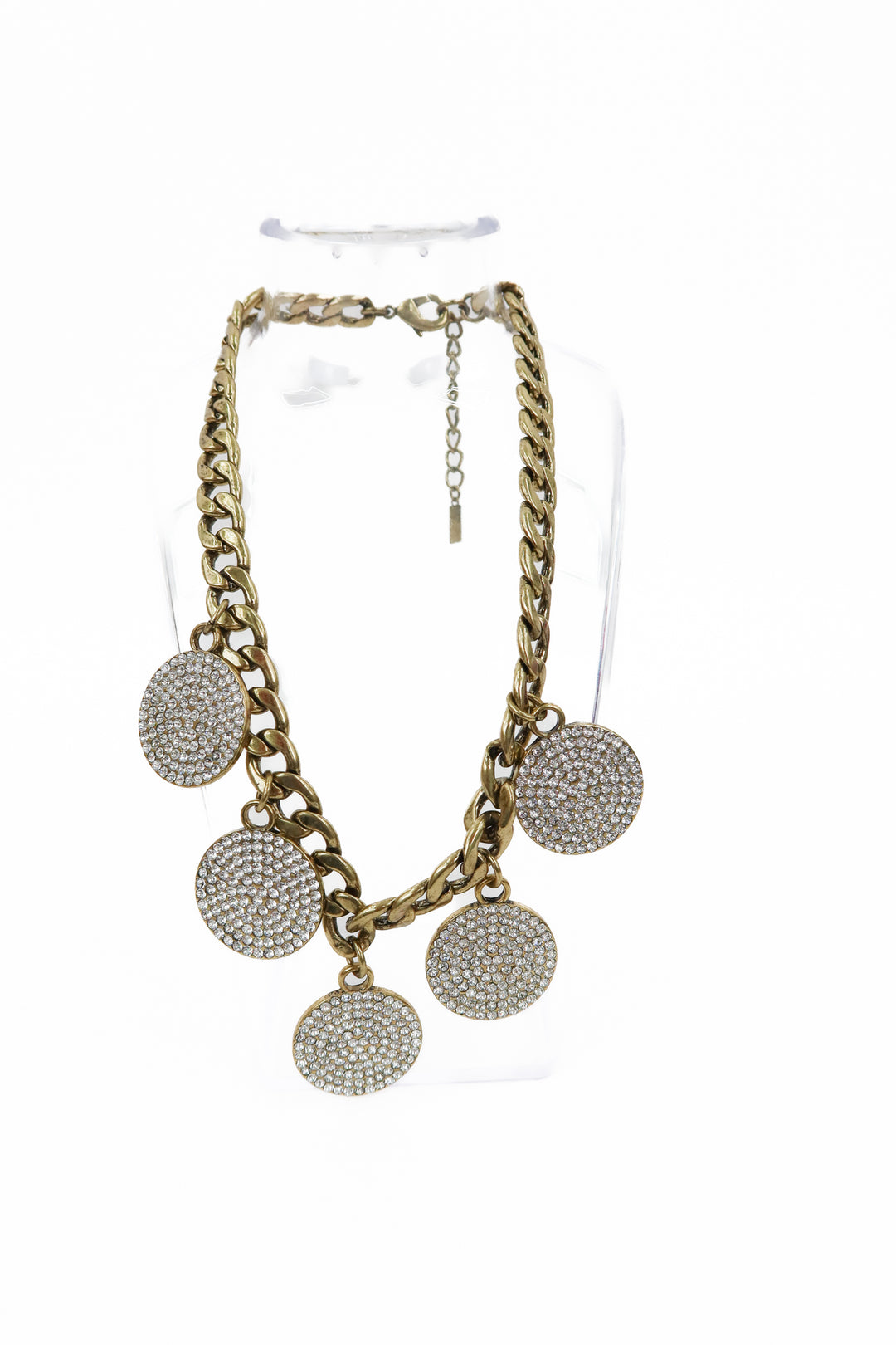 baublebar chunky gold/crystal circle statement necklace