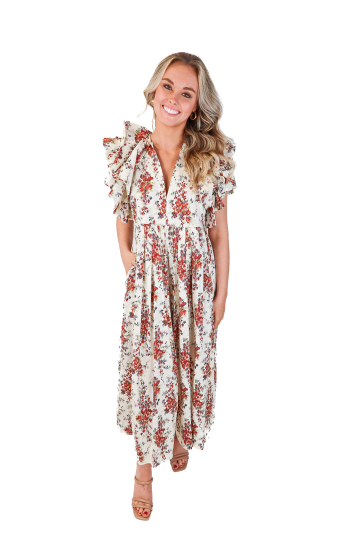 tuckernuck dark floral maxi dress (xs)