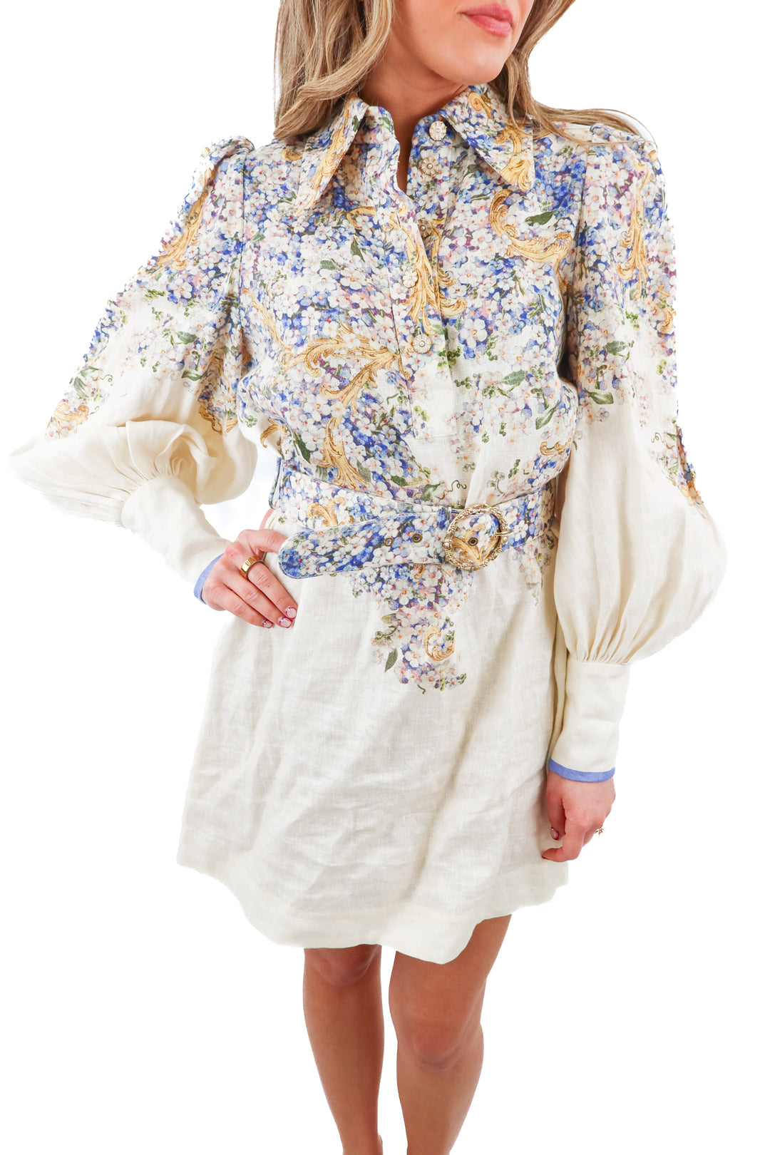 Zimmermann "Hypnotic Buttoned Mini Dress" (1; retail $1,100)