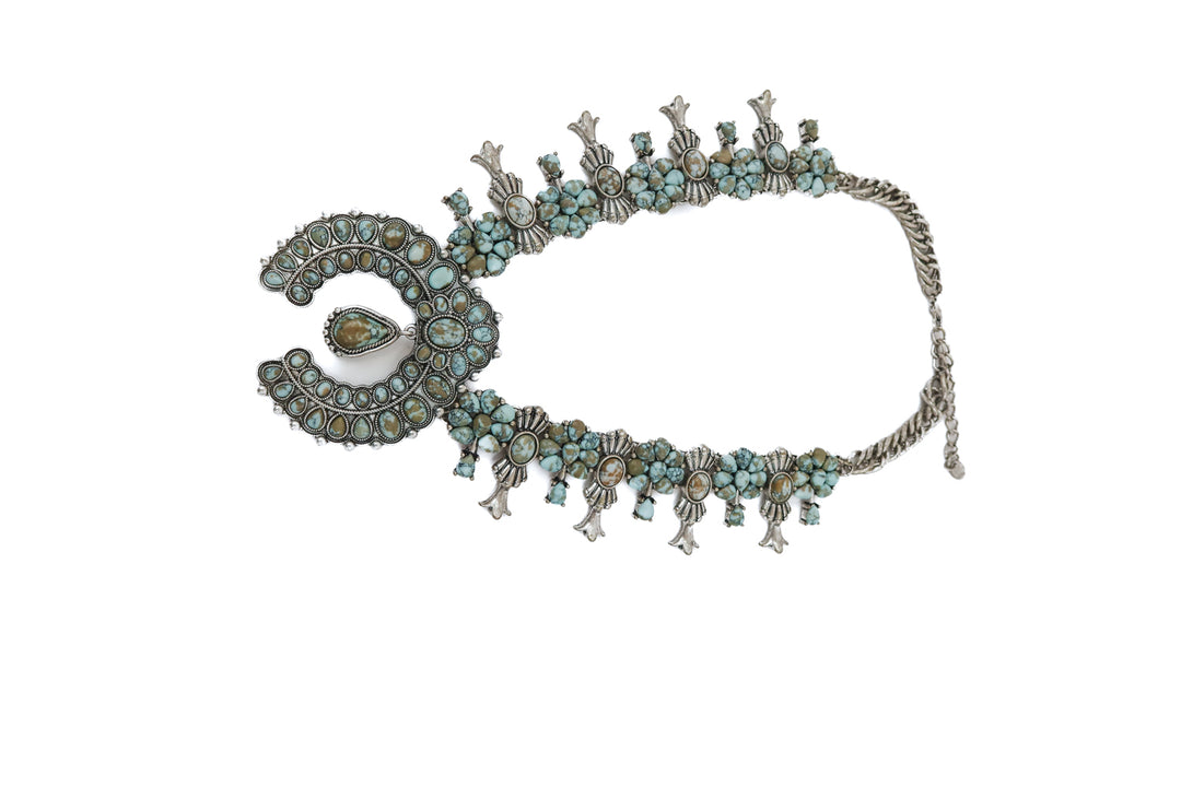 zara light turquoise western statement necklace