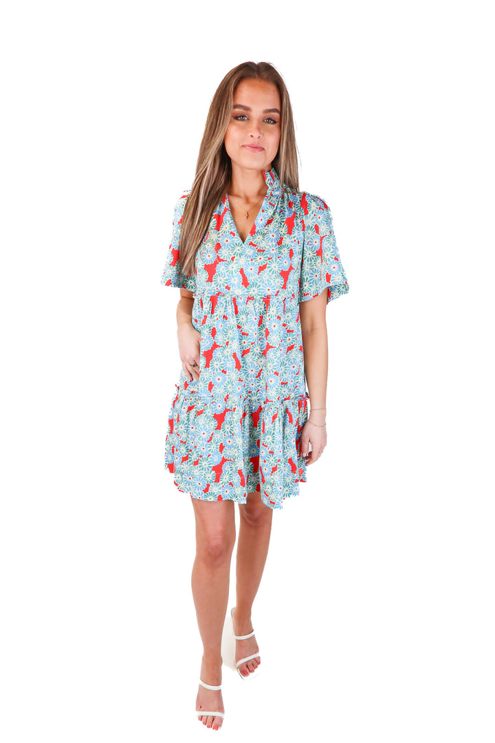 tuckernuck blue/red floral dress (s)