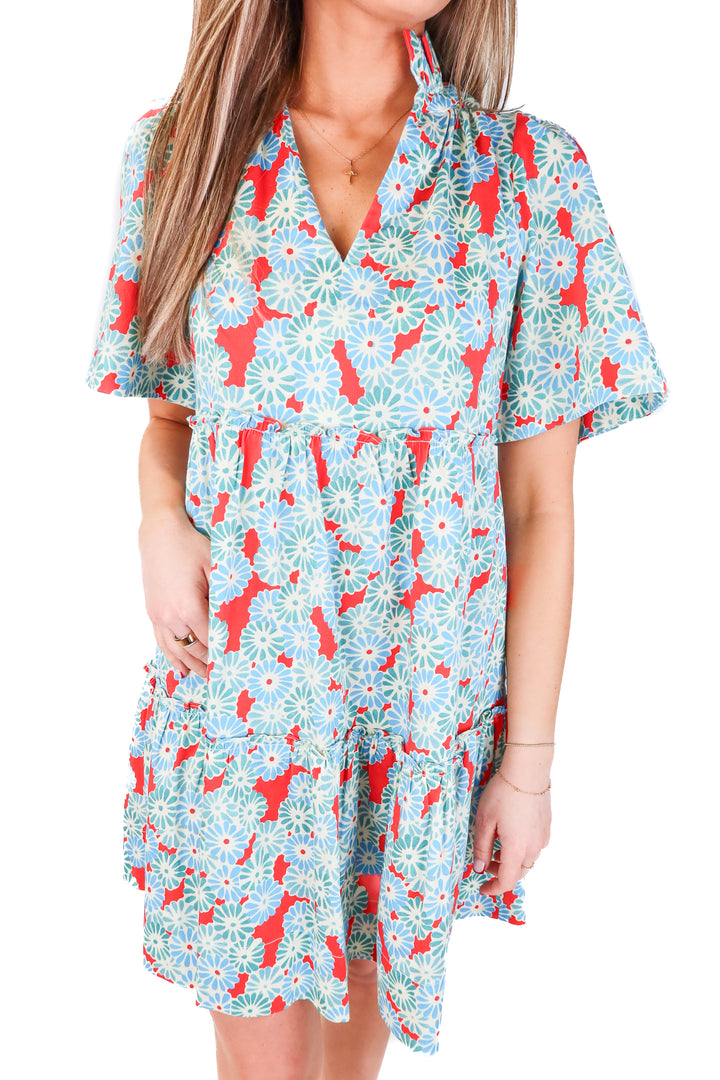 tuckernuck blue/red floral dress (s)