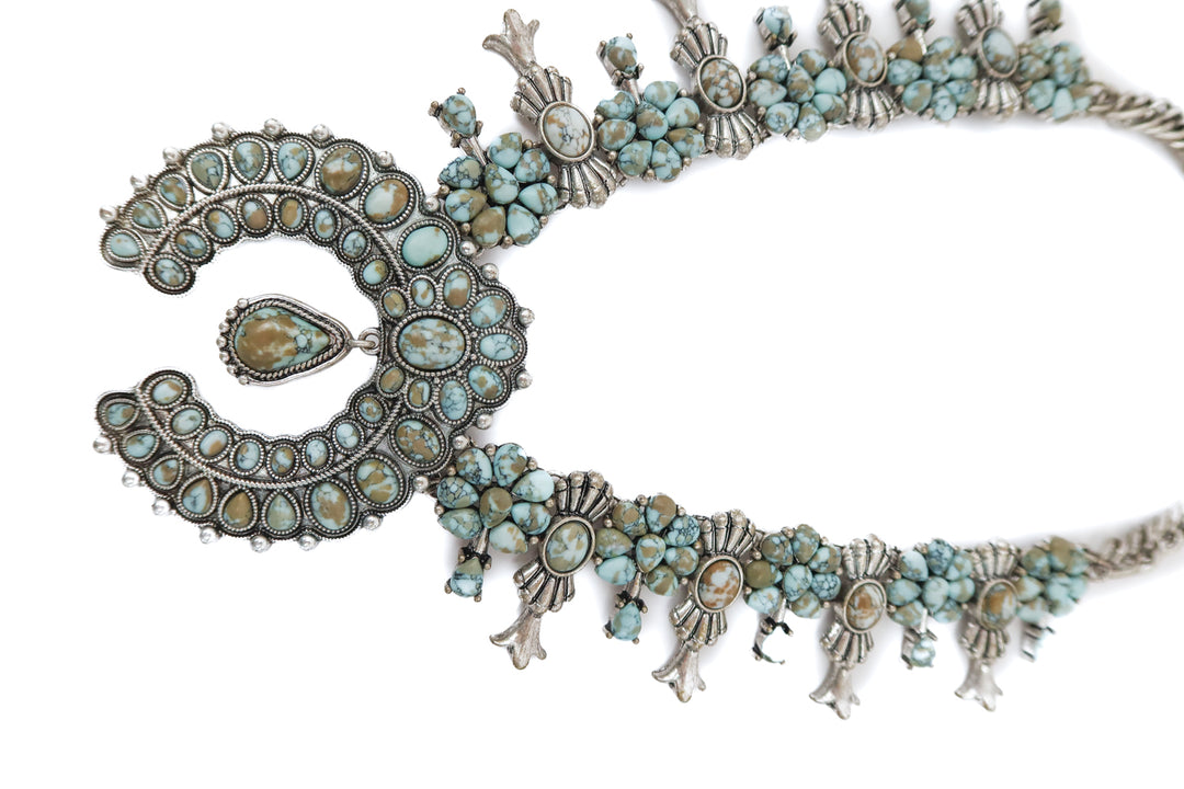 zara light turquoise western statement necklace