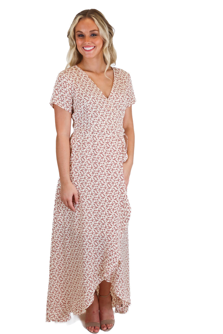 pink lily white with red floral dress (s)