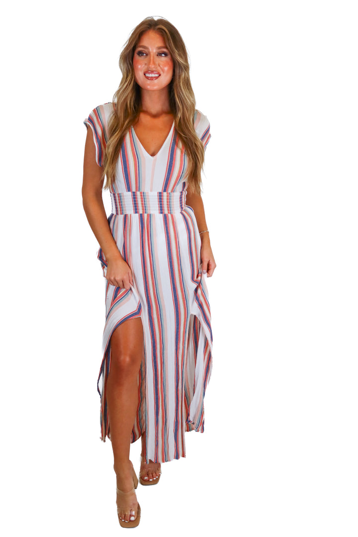 staccato striped maxi dress (s)