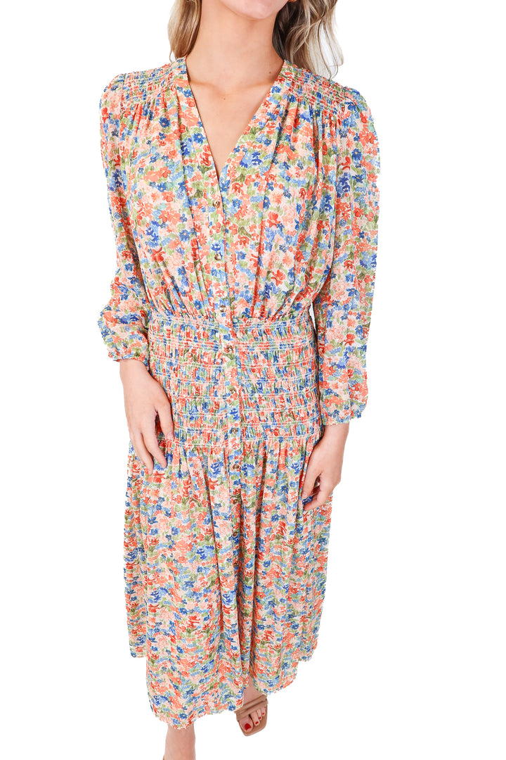 Shoshanna Dropped Waist Floral Midi Dress (4; retail $495)