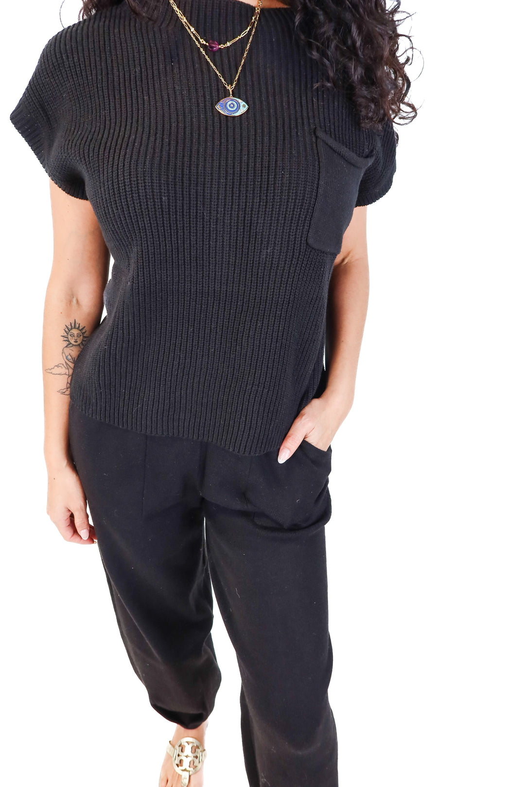 uberlov black knit lounge set (s; retail $52)