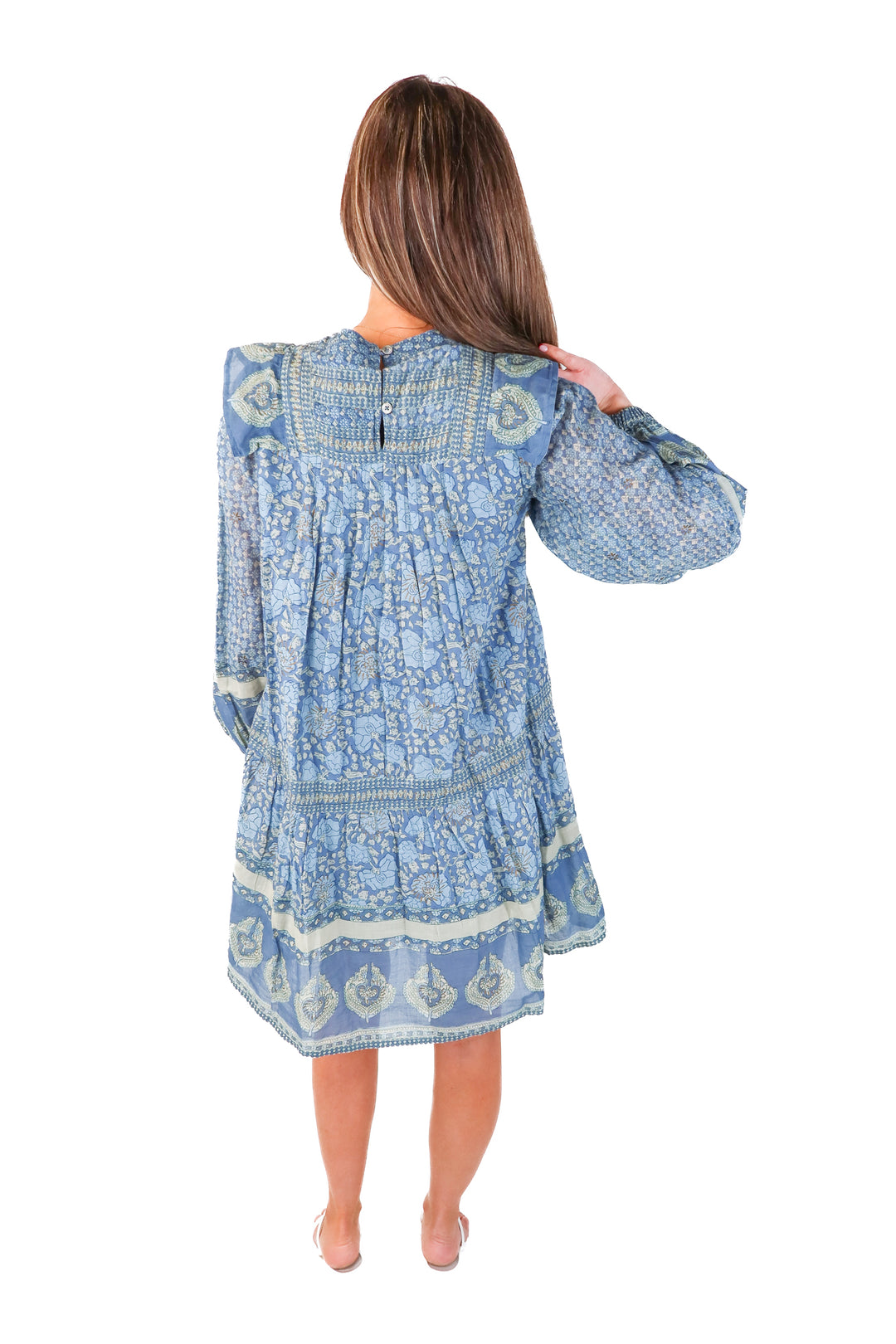 SEA blue floral long sleeve dress (xs)