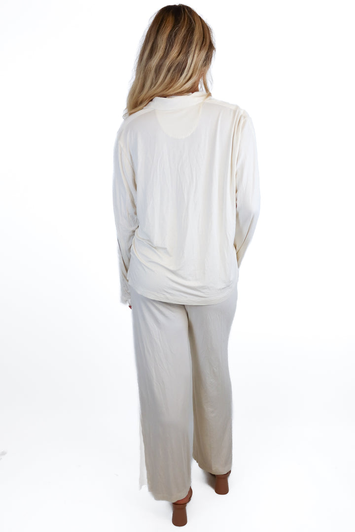 Big Feelings off white long sleeve pajama set (S; retail $145)
