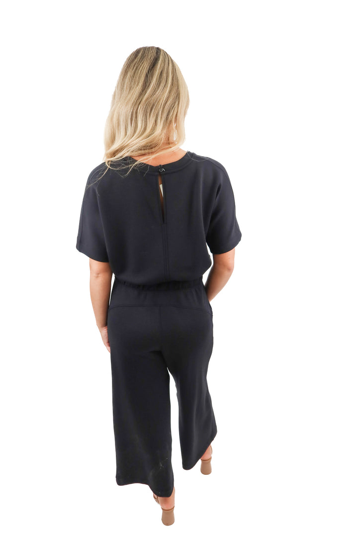 spanx black shortsleeve  wideleg romper - NK (S)